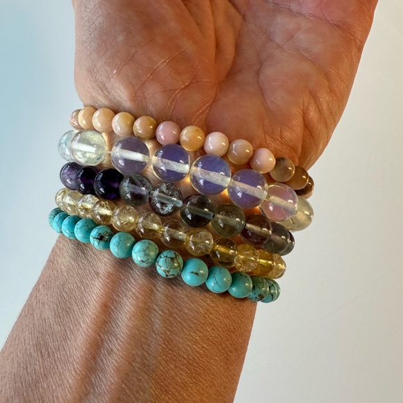 Semi precious stones crystal quartz bracelet lot of 5 - Picture 4 of 4
